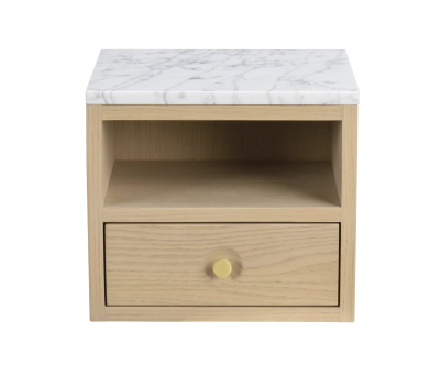 Whitmore sängbord vitpigmenterad ek/vit marmor