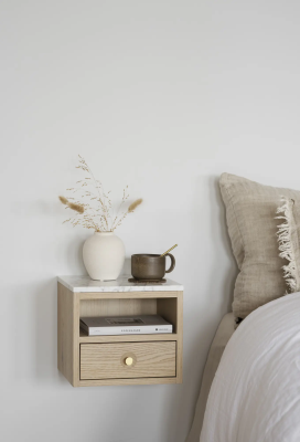 Whitmore sängbord vitpigmenterad ek/vit marmor#3