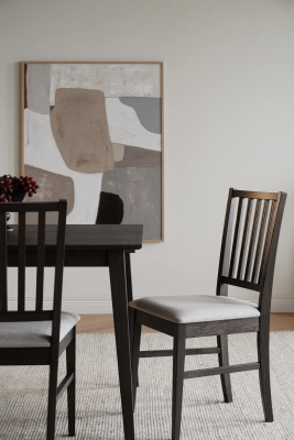 Filippa stol mörkbrun ek/beige tyg#2