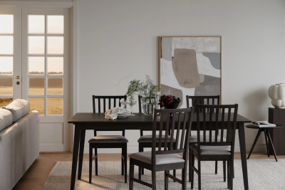 Filippa stol mörkbrun ek/beige tyg#3