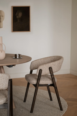 Barnaby karmstol mörkbeige tyg/brun ek#2