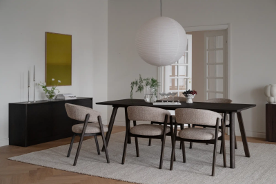 Barnaby karmstol mörkbeige tyg/brun ek#5