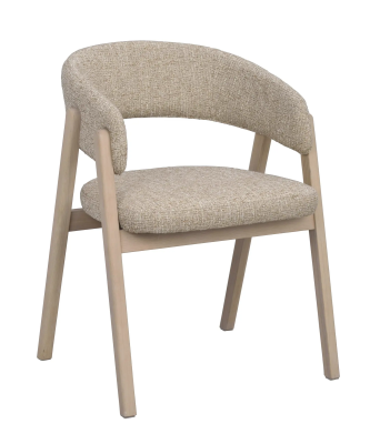 Barnaby karmstol mörkbeige tyg/vitpigmenterad ek#6