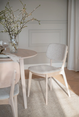 Barrett stol vitpigmenterad ek/ljusbeige tyg#5