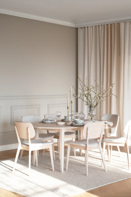 Barrett stol vitpigmenterad ek/ljusbeige tyg#6