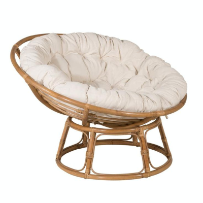 Papasan relaxfåtölj rotting natur/ljus dyna