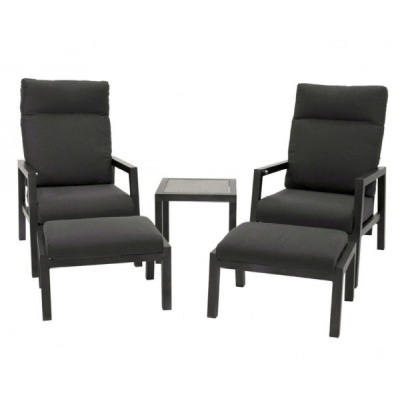 Como reclinerset 1+1+2p+bord hög grå alu/mörkgrå