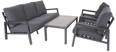 Garda utegrupp 3+1+1+bord grå alu/mörkgrå dyna