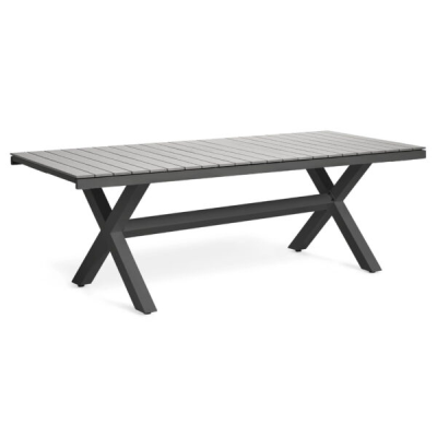 Bologna bord 200/240x100 cm vit alu/grå polywood