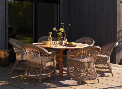 Kamomill karmstol med sitt-och ryggdyna beige#2