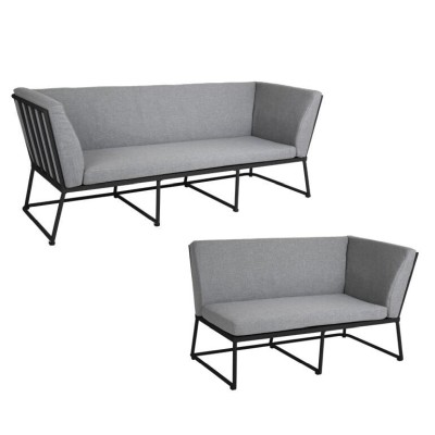 Vence hörnsoffa 3H2 svart alu med dyna#1