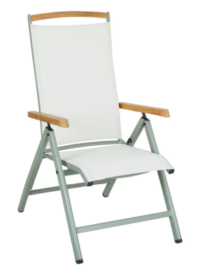 Andy positionsstol dusty green/offwhite, teak