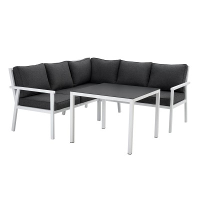 Rana hörnsoffa hög 2H2+bord vit