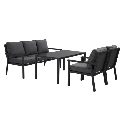 Rana utegrupp hög 3+1+1+bord svart