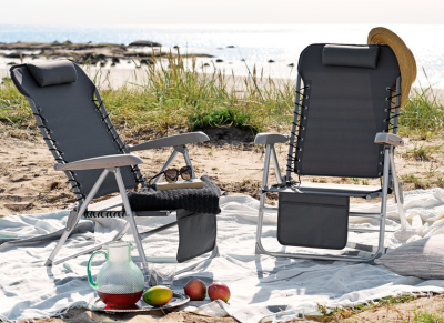 Ulrika strandstol med ficka grå#2