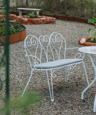 Odessa soffa 2-sits vit stål/grå dyna