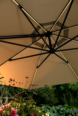 Cilento 350 cm parasoll med belysning light grey/khaki#6