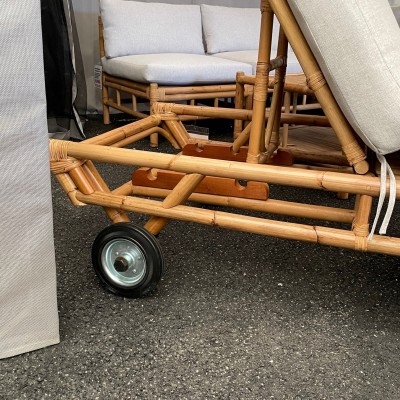 Brändaholm solsäng bambu med hjul och dyna#2