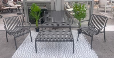 Capri loungeset 2+1+1+bord grå plast