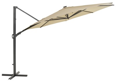 Cilento 350 cm parasoll med belysning light grey/khaki#3