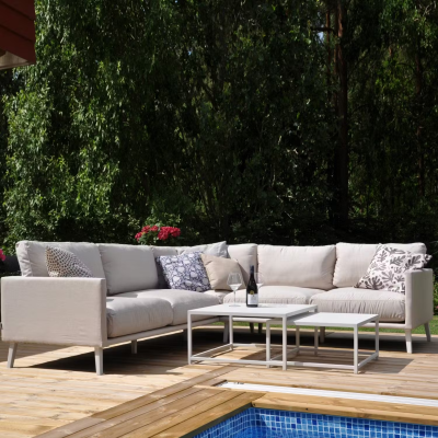 Easy soffa 2H2 Sunbrella Beige/vit alu