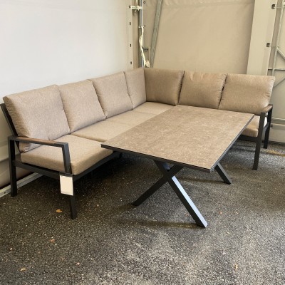 Manchester loungegrupp 3H2+bord antracit alu rustik, brun dyna