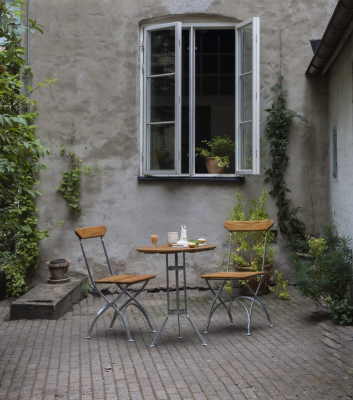 Bryggeribord trefot teak/varmförzinkat stål - Grythyttan#2