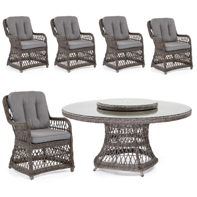 Hastings utegrupp bord 150+5 fåtöljer driftwood/lin