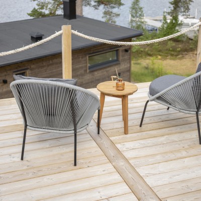 Lindos loungestol grå rep/svart metall