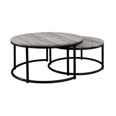 Nesting soffbord S/2 grå teak