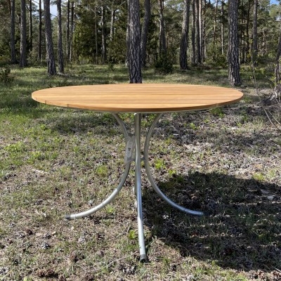 Sigtuna bord 110 cm teak/galvaniserat stål