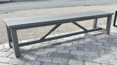 Teakbänk 200x45 cm grålaserad