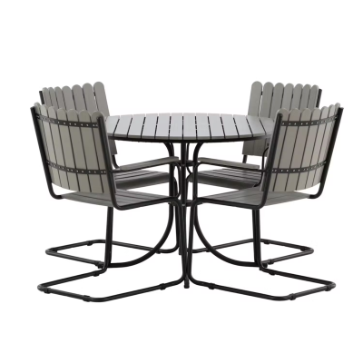 Holmsund utegrupp bord+4 stol svart/grå