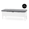 Klinte bänk 120 cm vitlack med äkta fårskinn