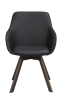 Alison karmstol svart läder/bruna ekben snurr
