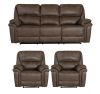 Nashville soffgrupp 3+1+1 med elrecliner microtyg brun J460